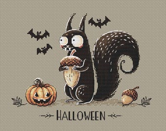Kruissteekpatroon Halloween-eekhoorn
