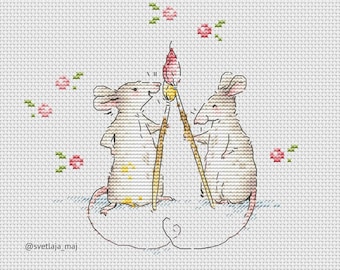Pair of mice cross stitch pattern