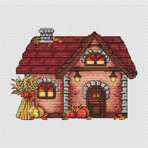 Autumn house cross stitch pattern