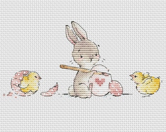 Bunny with egg cross stitch pattern Easter bunny cross stitch Easter egg cross stitch