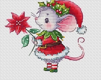 Muis met kruissteekpatroon kerstster