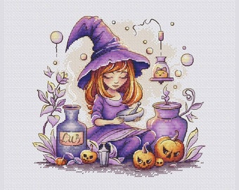 Little witch cross stitch pattern