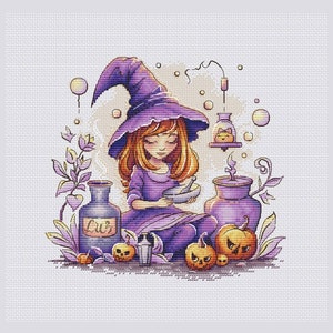 Little witch cross stitch pattern