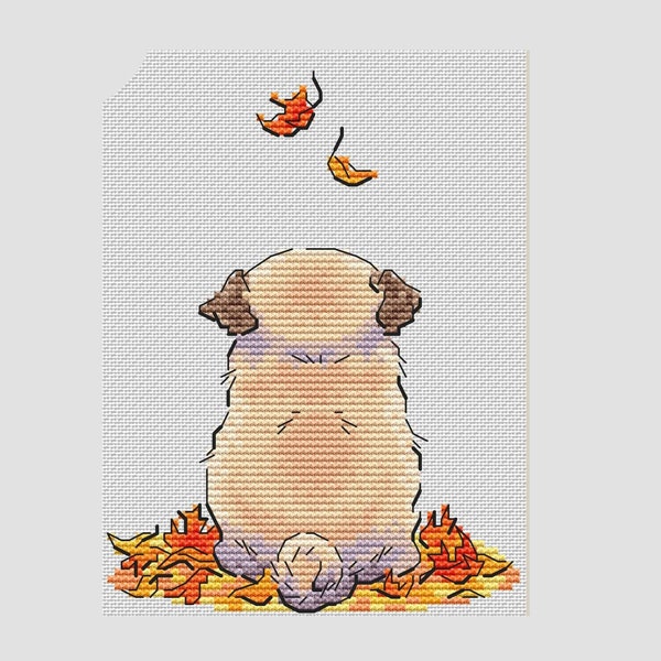 Autumn dog cross stitch pattern