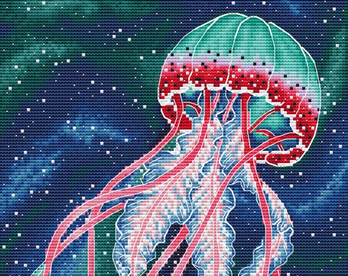 Space Cross Stitch Jellyfish Cross Stitch Pattern Fantasy - Etsy