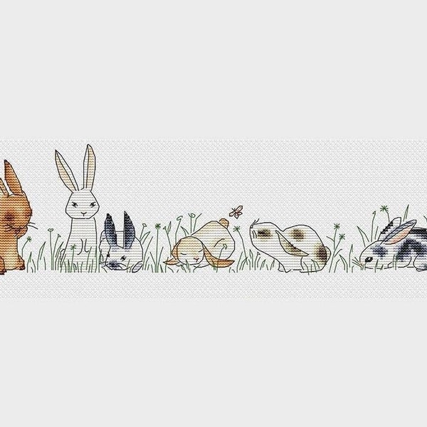 Cute rabbits cross stitch pattern