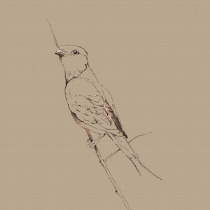 Silhouette bird cross stitch pattern minimalistic bird cross stitch bird sketch cross stitch bird on the branch pattern by SVStitch