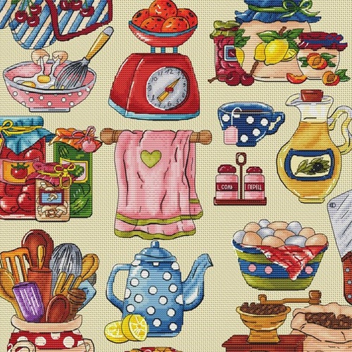 Kitchen Accessories Cross Stitch Kitchen Sampler Etsy