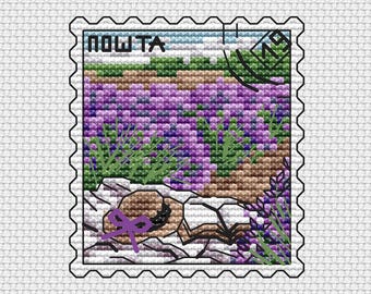 Kruissteekpatroon lavendel