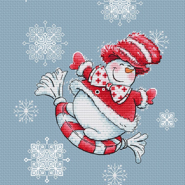 Candy Snowman cross stitch pattern Snowman instant download pdf pattern Christmas decor snowman pattern cross stitch funny snowman