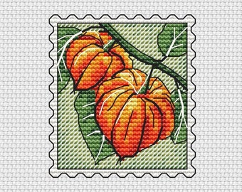 Ground cherry cross stitch pattern