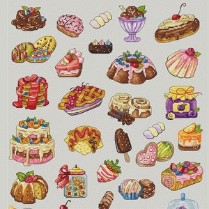 Sweets cross stitch pattern cake cross stitch ice-cream cross stitch candy cross stitch lollipop cross stitch sweet cross stitch pattern