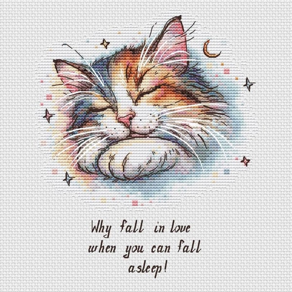 Cat sleeping cross stitch pattern