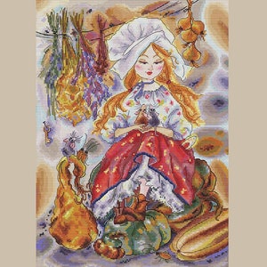 Girl waiting for prince cross stitch pattern