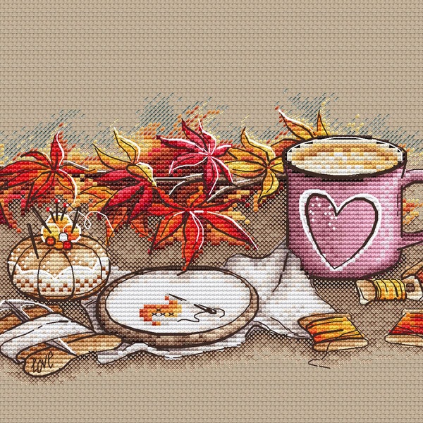 Needlework cross stitch pattern Stitching cross stitch pattern hoop cross stitch pincushion cross stitch pink mug cross stitch cozy stitch