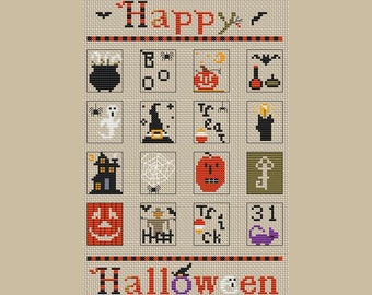 Happy Halloween cross stitch pattern spooky Halloween cross stitch