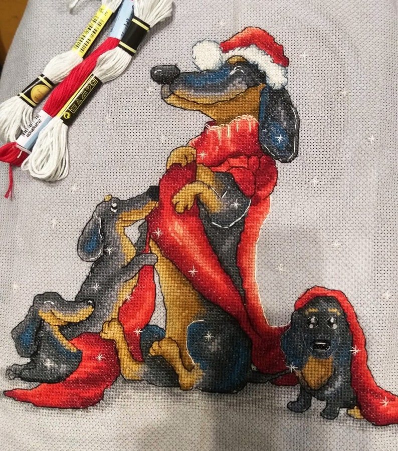 Christmas Dachshund Cross Stitch Pattern Cute Christmas Dog Etsy