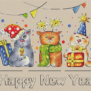 Three cats cross stitch pattern