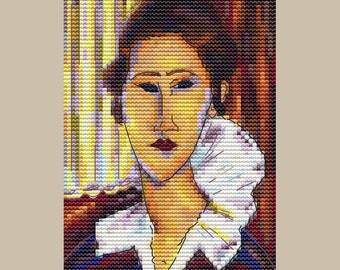 Woman portrait cross stitch pattern