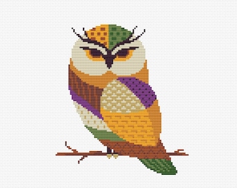 Vintage style owl cross stitch pattern