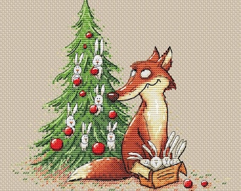 Fuchs Weihnachten Kreuzstichmuster Fuchs und sein Weihnachtsbaum Kreuzstichmuster pdf Weihnachten Fuchs Muster Wohndekor Weihnachten DIY