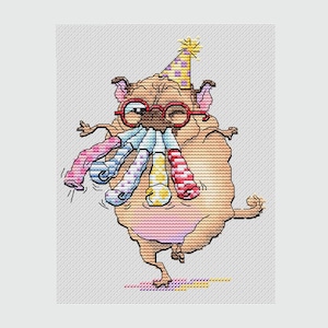Patrón punto de cruz fiesta Pug