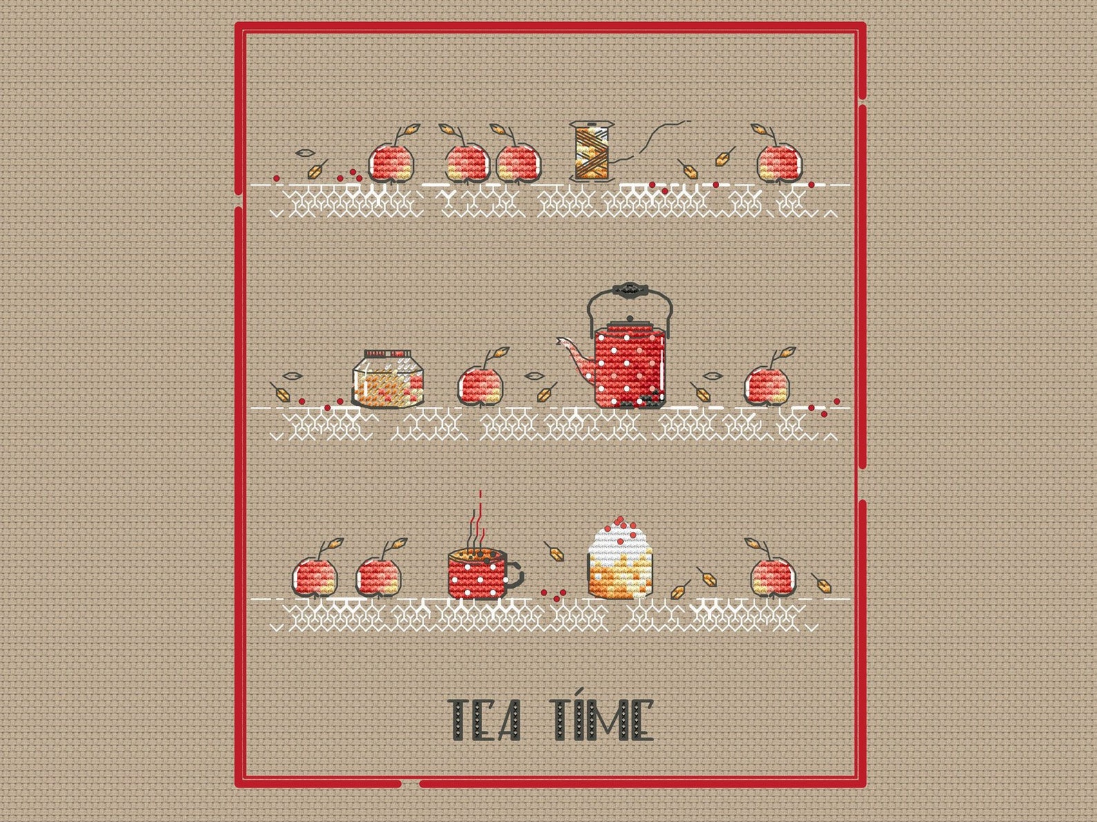 Kitchen Ornament Cross Stitch Pattern Tea Time Cross Stitch Etsy