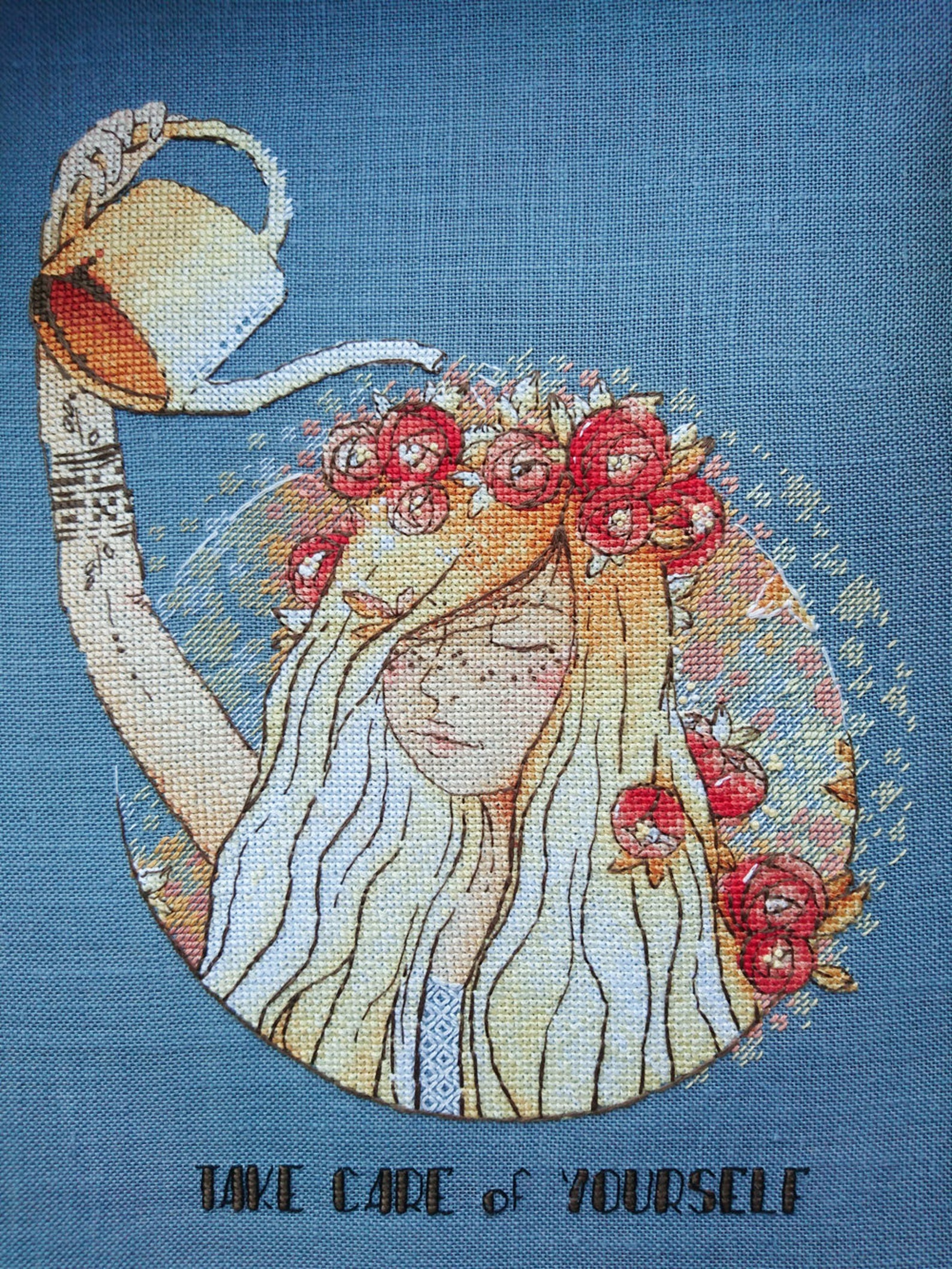 Girl With Watering Can Cross Stitch Pattern Gardening Girl Etsy