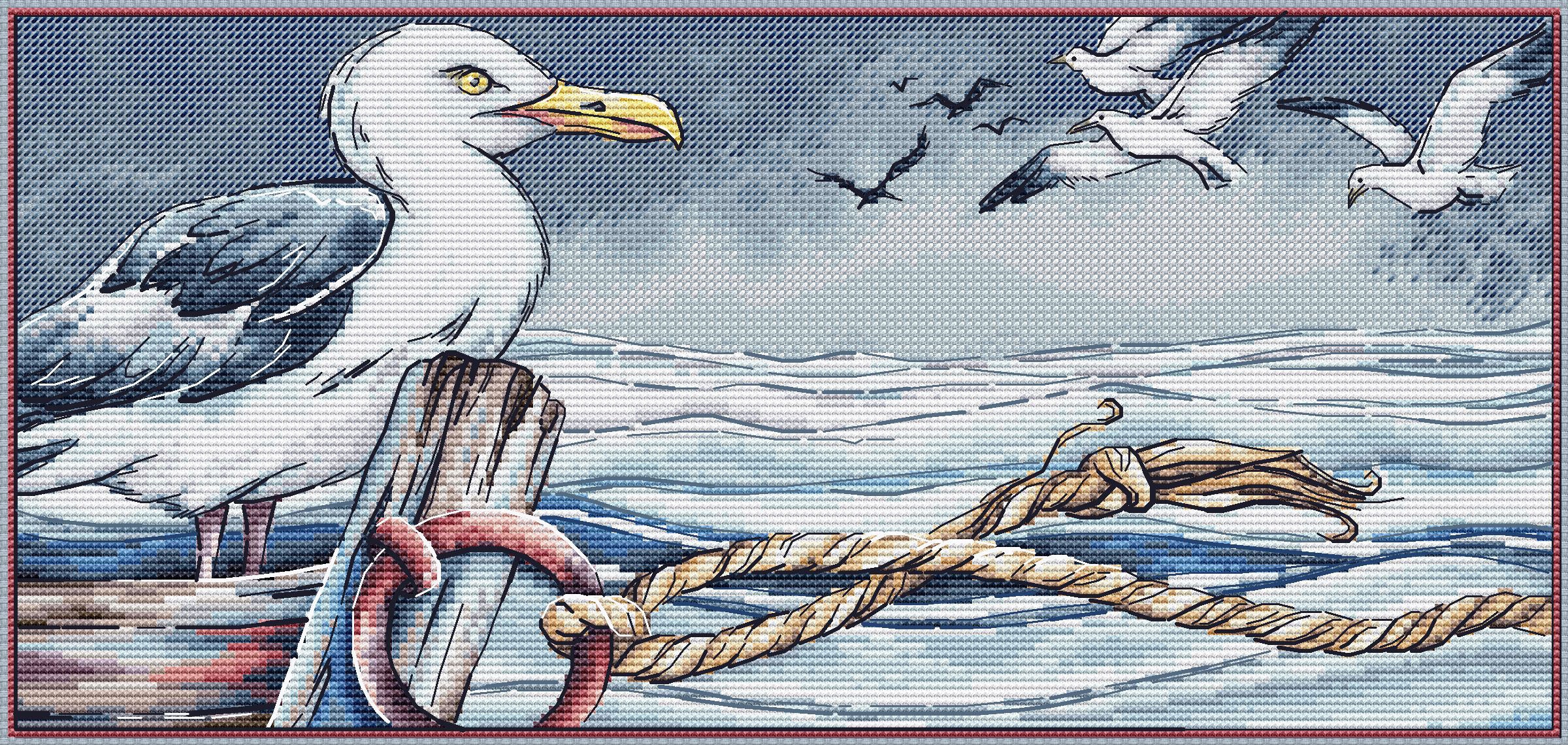 Albatross Cross Stitch Pattern Sea Bird Cross Stitch Stormy Sea Cross ...