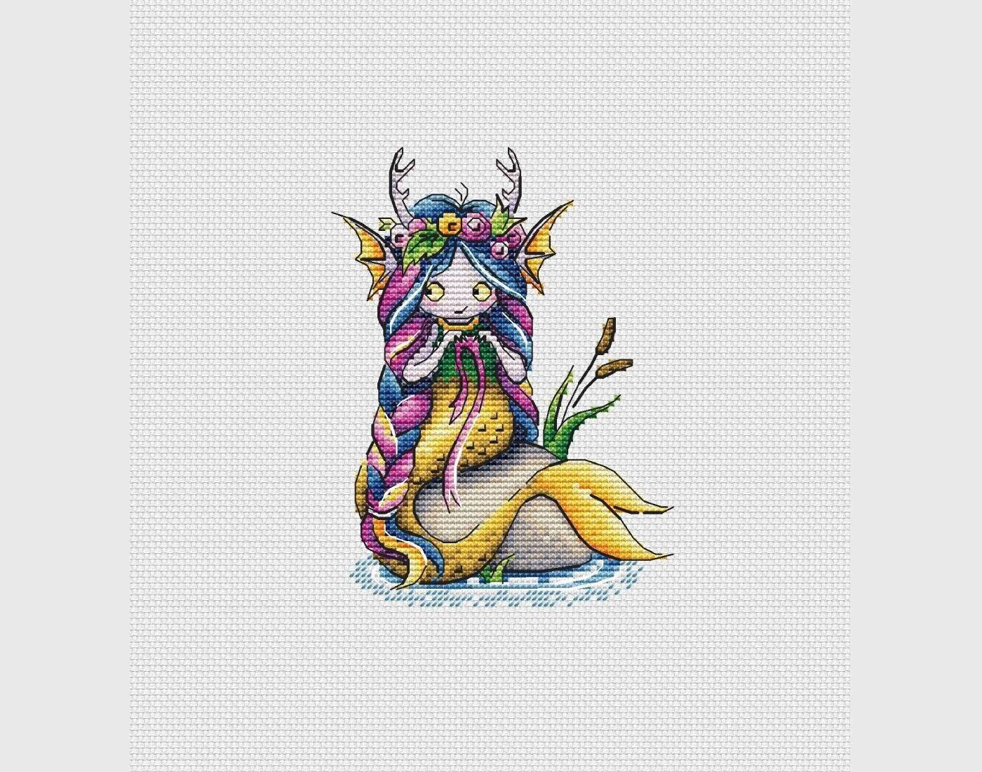 Fantasy Mermaid Cross Stitch Pattern - Etsy