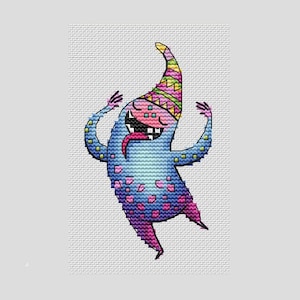 Funny monster cross stitch pattern