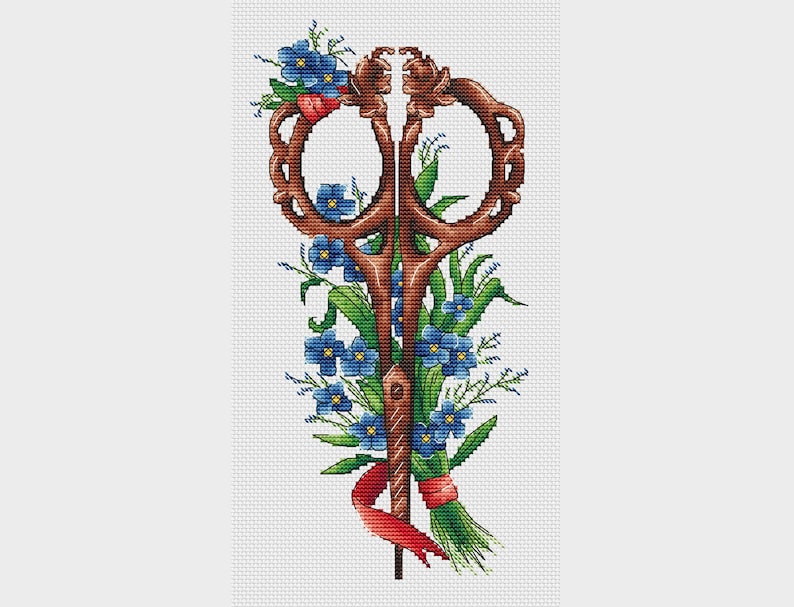 Vintage Scissors Cross Stitch Pattern Needlework Symbol Cross Etsy