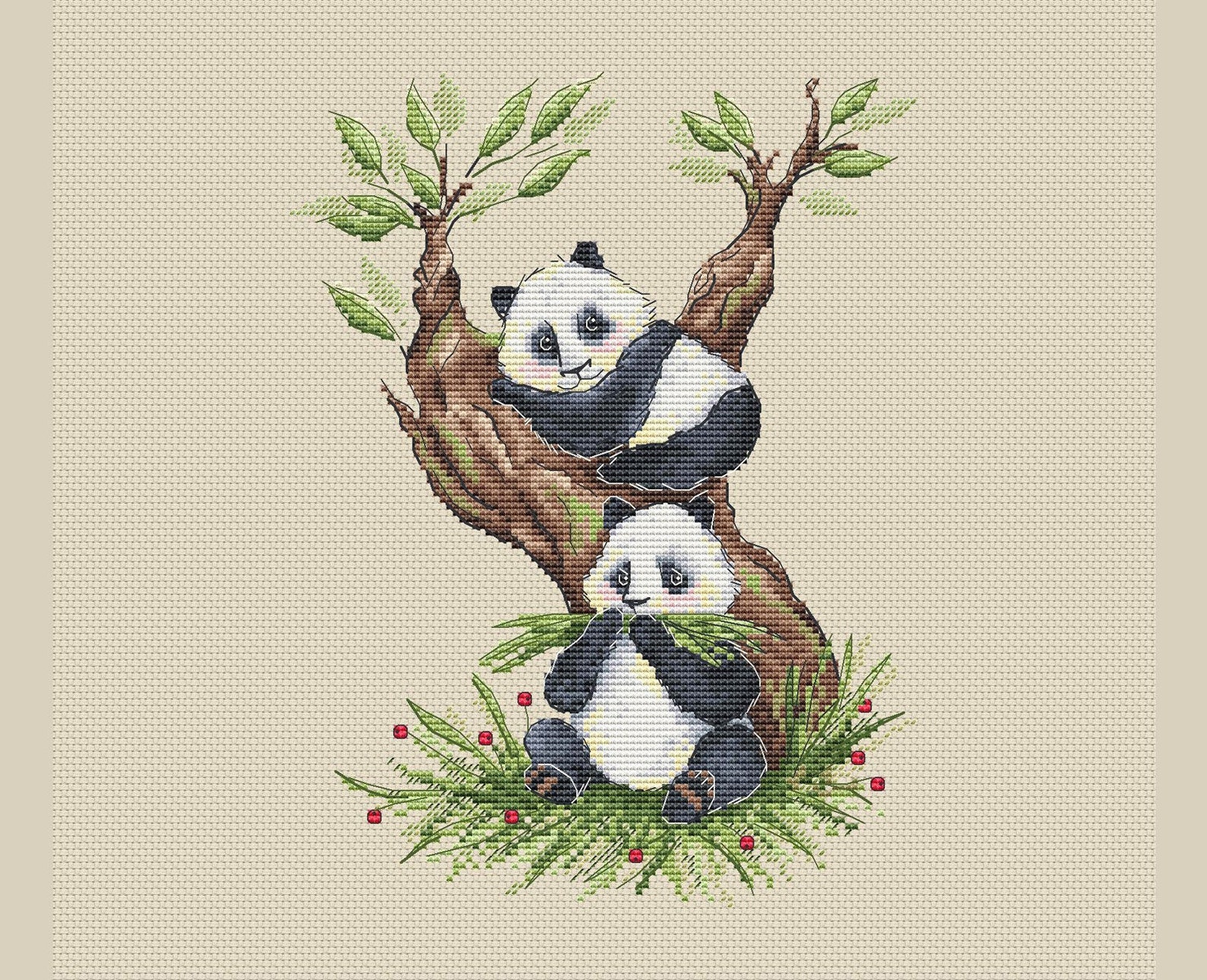 Pair of Pandas Cross Stitch Pattern Pandas Couple Cross Stitch Etsy