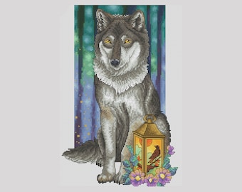 Patrón de punto de cruz de lobo