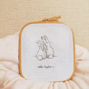 Pair of bunnies cross stitch pattern bunnies in love cross stitch image 2