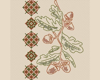 Kruissteekpatroon eikelornament