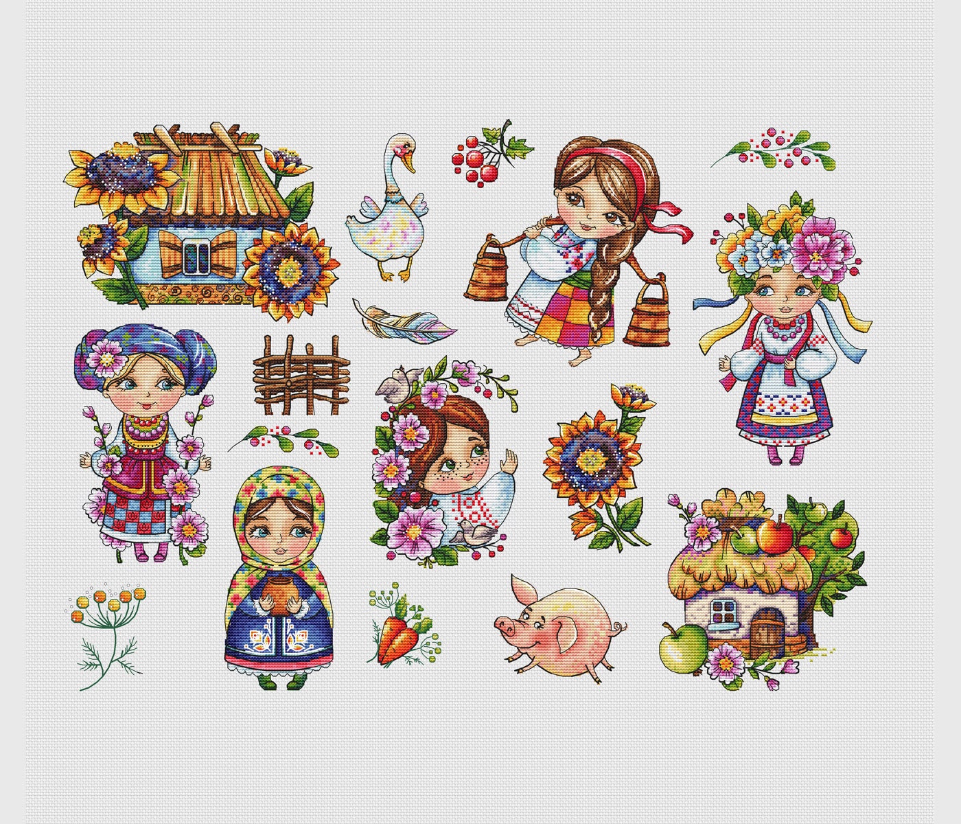Ukrainian traditional dress cross stitch pattern Ukraine cross Etsy