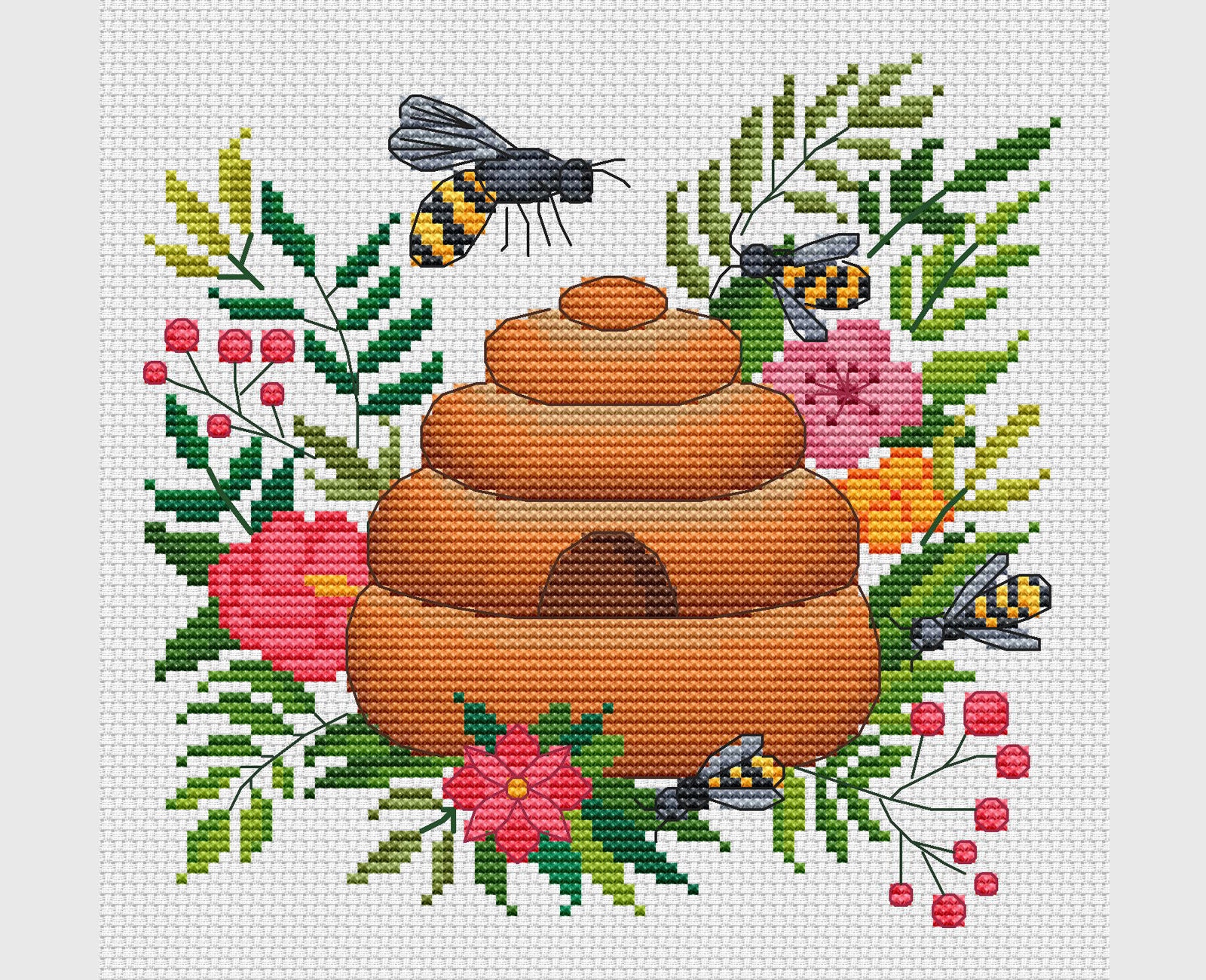 Hive cross stitch pattern bees cross stitch bee and hive cross | Etsy