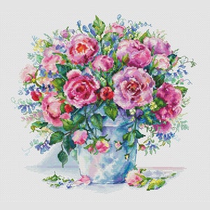Rose bouquet cross stitch pattern