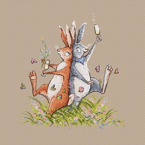 Hasenpaar Kreuzstich Muster Liebe sofortiger Download pdf Hochzeit Kreuzstich Hochzeit Geschenk Muster pdf Kreuzstich Jahrestag Geschenk