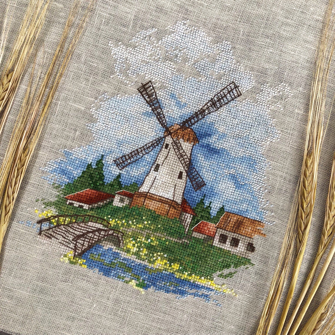 Windmill Cross Stitch Pattern Village Cross Stitch Holland Etsy
