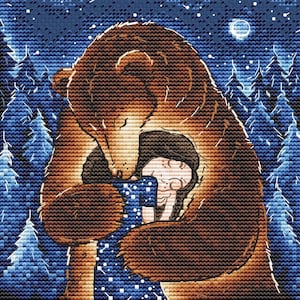 Bear with Girl cross stitch pattern Fantasy bear cross stitch love cross stitch pattern by SVStitch