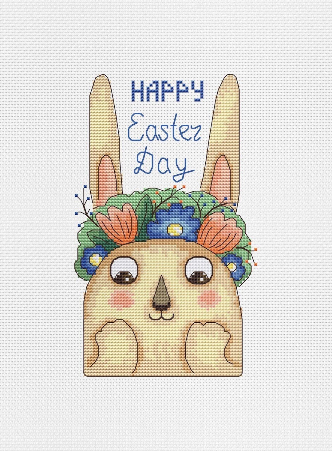 Happy Easter Bunny Cross Stitch Pattern - Etsy