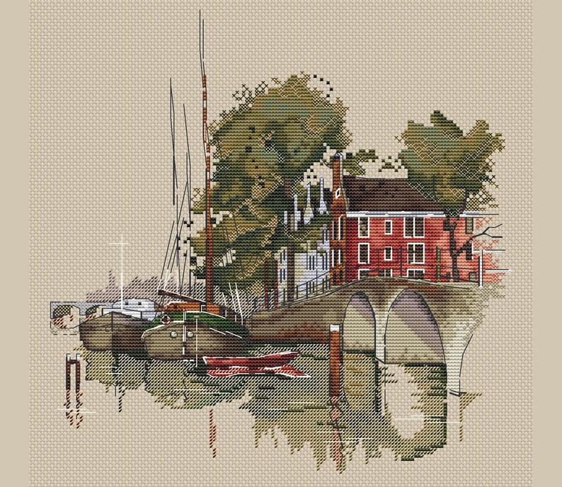 Amsterdam Cross Stitch Pattern City View Cross Stitch Quay Etsy