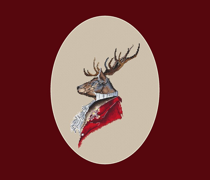 Royal Stag Cross Stitch Pattern Red Deer Cross Stitch Pattern Etsy