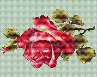 Rote Rose Kreuzstichvorlage