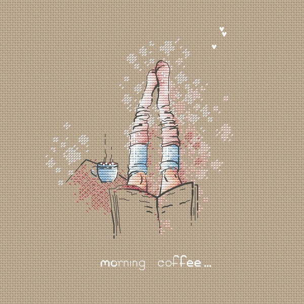 Morning coffee cross stitch pattern Legs in socks cross stitch pattern girl cross stitch pattern by SVStitch