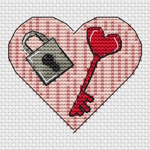 Key to the heart cross stitch pattern
