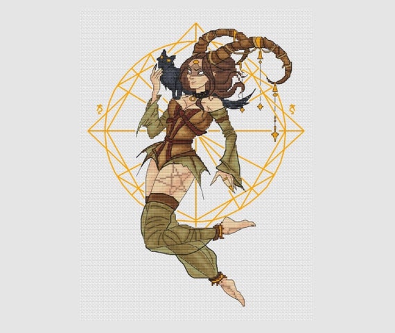 Zodiac Sign Capricorn Cross Stitch Pattern Girl With Horns Etsy Zodiac Sign Capricorn Cross Stitch Pattern Girl With Horns Etsy