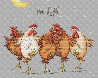 Hen cross stitch pattern chicken instant download pdf pattern funny hen cross stitch kitchen decor cross stitch pattern chicken dance pdf